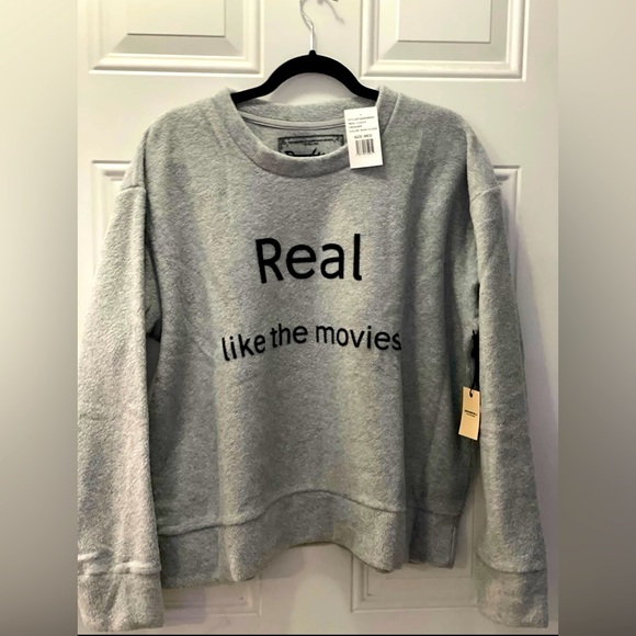 NWT Daydream Nation“Real Like The Movies” Raincloud Grey Oversized Sweatshirt - Picture 2 of 12
